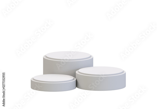 White champion podium 1st 2nd 3rd place in transparent background for award ceremony