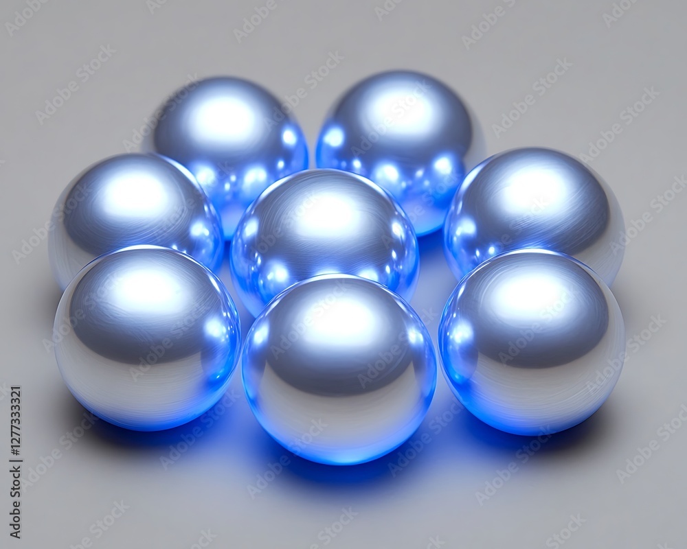 Metallic spheres, grouped, studio, light Metallic spheres, grouped, studio, light