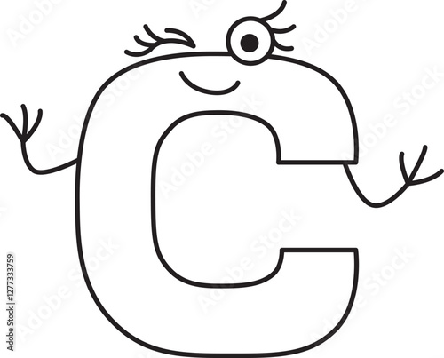 capital smiling letter C winks with one eye