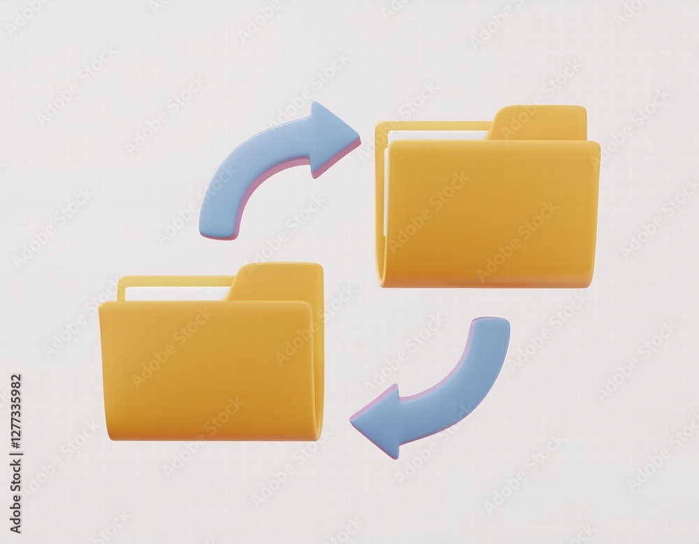 3D icon Data is being transferred between folders 3D icon Data is being transferred between folders