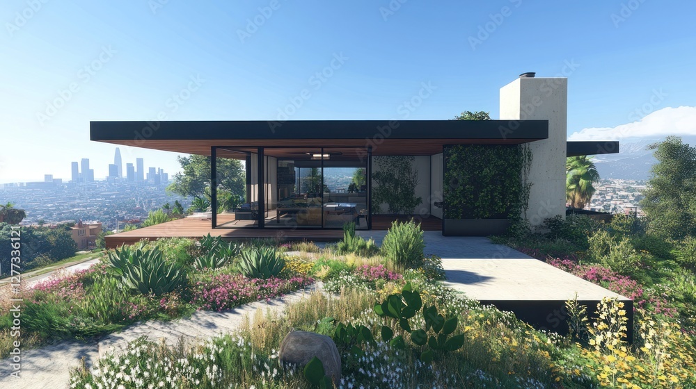 Modern Hilltop Home with Panoramic City Views Modern Hilltop Home with Panoramic City Views