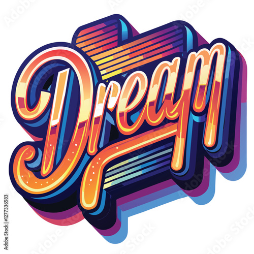 A distorted, glitching neon sign spells out "DREAM" but with parts broken, creating a surreal, slightly unsettling effect.  The neon is vibrant pink and blue.