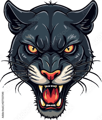 Illustration of a black panther threatening. Warning, mensch.