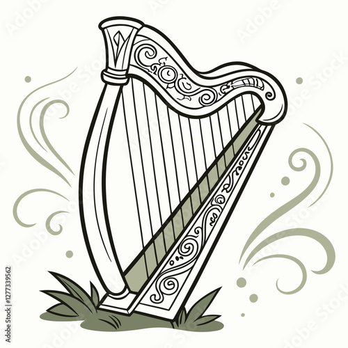 Harp silhouette vector illustration