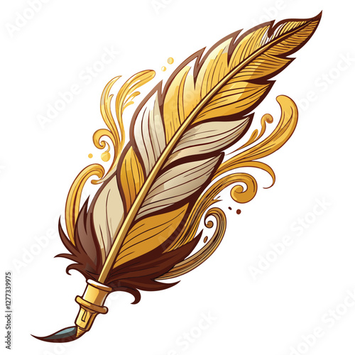A single, elegant feather metamorphosing into a quill, magically writing its own story; intricate details, surreal, fantasy.
