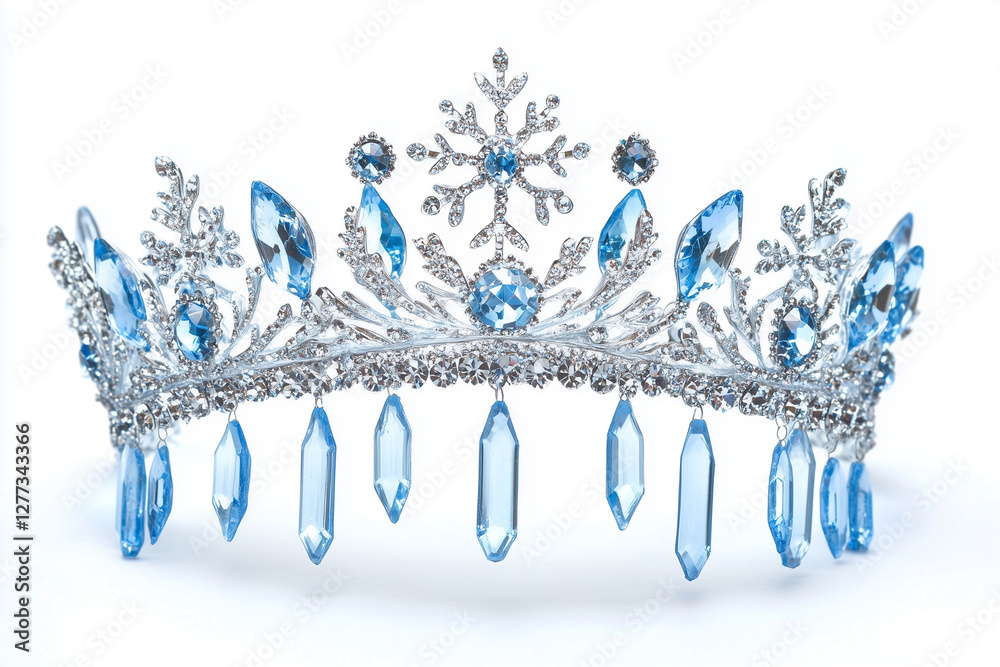 Crown of the Icy Snow Queen with icicles isolated on white background. Crown of the Icy Snow Queen with icicles isolated on white background.
