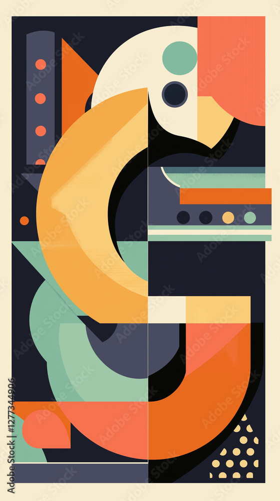 Curved and geometric forms design vertical