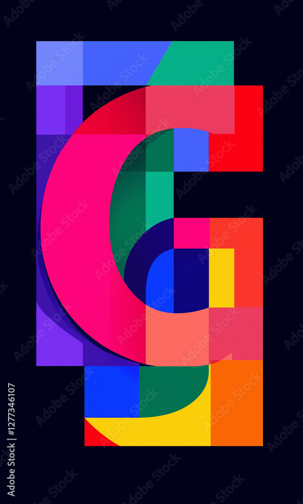Letter G in colorful geometric shapes vertical