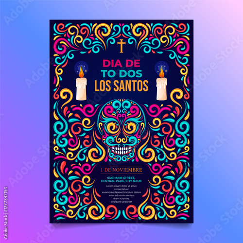 Dia de todos los santos Flyer with colorful mexican folk art design