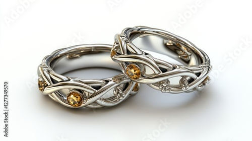 Wallpaper Mural Elegant Intertwined Wedding Rings with Yellow Topaz Accents Torontodigital.ca