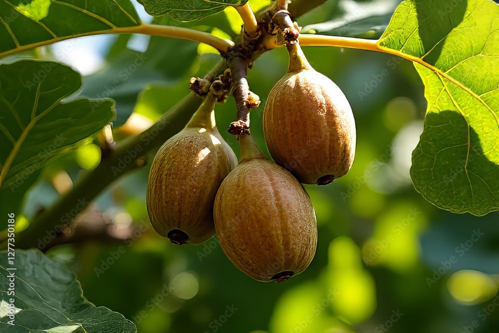 Obraz premium Close-up of Figs Growing on a Tree Branch
