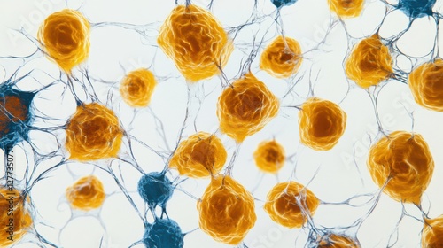 Aging cells under magnification in a biological lab. Featuring cell mutations and oxidative damage