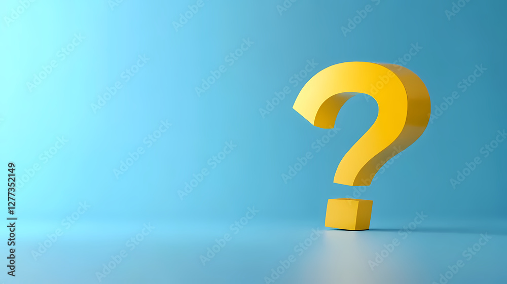 Yellow Question Mark on Blue Background Yellow Question Mark on Blue Background