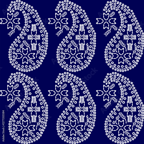 stitch Japanese Sashiko pattern embroidery abstract seamless geometric ornaments white stitch line artwork indigo blue background fashion design template decoration hand drawn printed needlework quilt