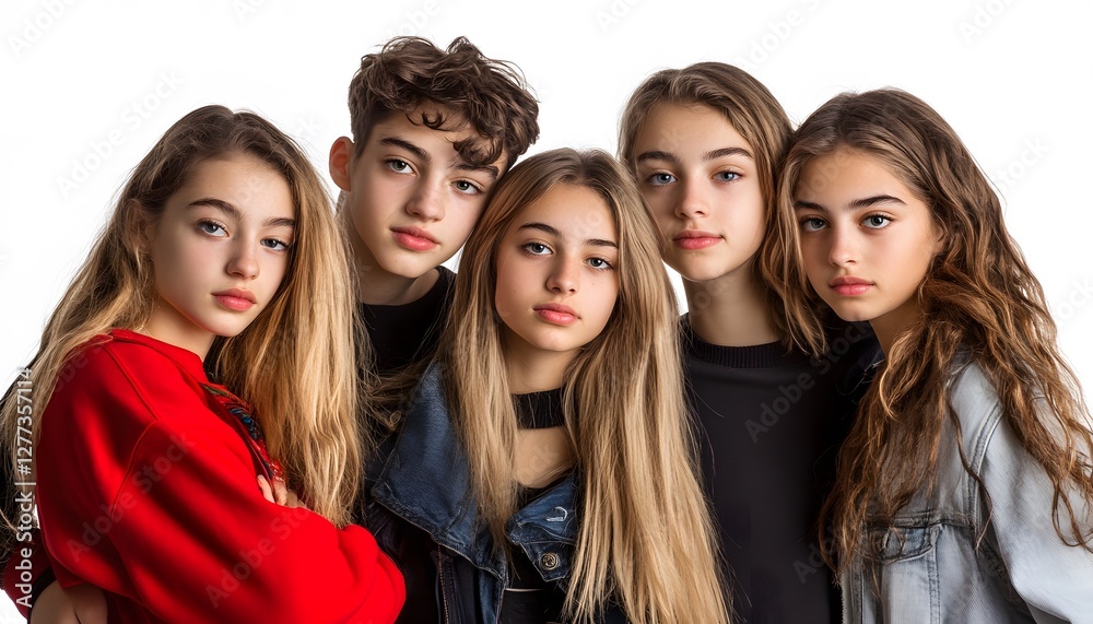 Teenage Friends Pose Together for a Portrait Teenage Friends Pose Together for a Portrait