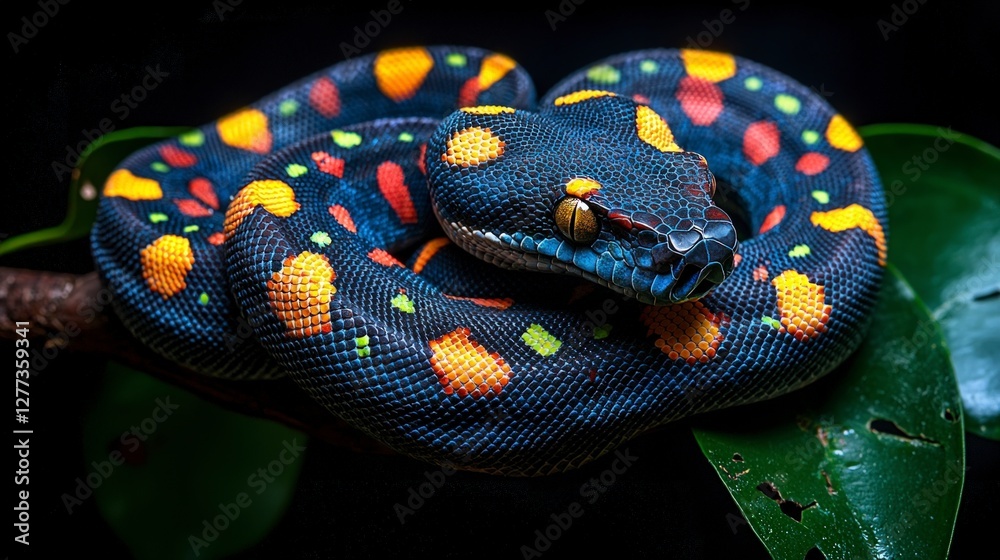 Vibrant Blue Viper Snake Exotic Reptile Closeup Wildlife Nature Photography Vibrant Blue Viper Snake Exotic Reptile Closeup Wildlife Nature Photography
