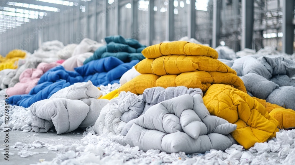 Obraz premium Recycled Clothing Pile Sustainable Fashion Textile Reuse Upcycling