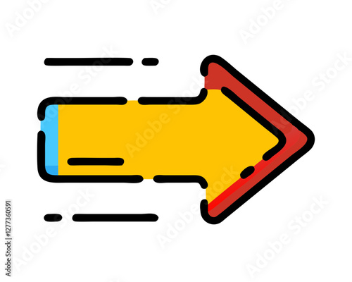 Vector arrows. Slightly elaborate arrow sign in yellow and red and lines.