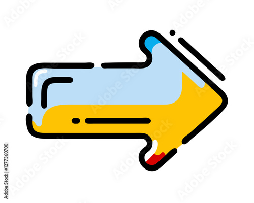 Vector arrows. Slightly elaborate arrow sign in yellow and red and lines.