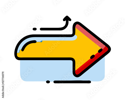 Vector arrows. Slightly elaborate arrow sign in yellow and red and lines.