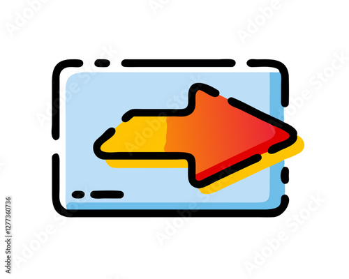 Vector arrows. Slightly elaborate arrow sign in yellow and red and lines.