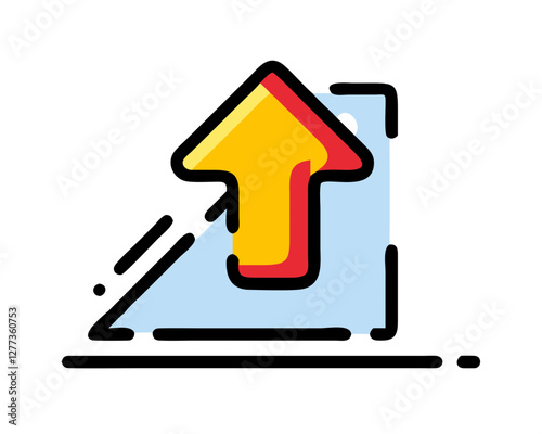 Vector arrows. Slightly elaborate arrow sign in yellow and red and lines.