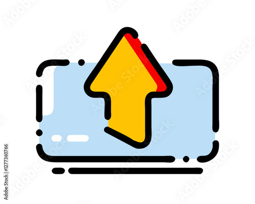 Vector arrows. Slightly elaborate arrow sign in yellow and red and lines.
