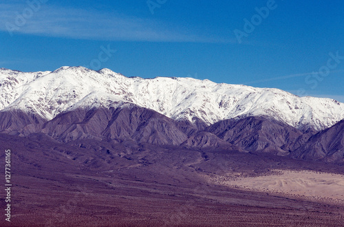 Snow-covered mountains and Death Valley