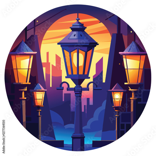 A lone streetlight casts an ethereal glow, revealing hidden, mystical portals concealed within a shadowy, urban alleyway.