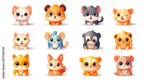 Cute cartoon animal characters collection. 