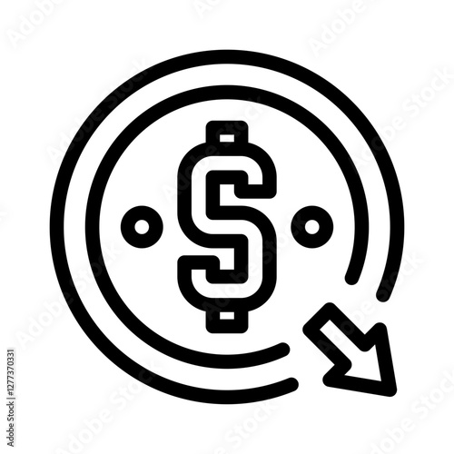 Animated coin token money icon of a dollar and a dollar sign with arrows pointing up. Suitable for finance, investment, growth, success concepts.