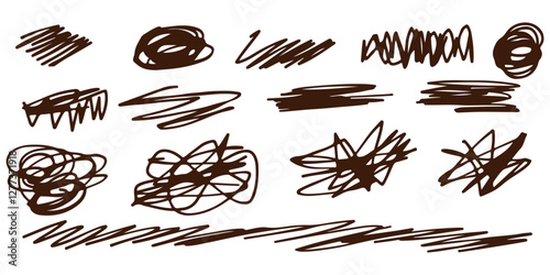 scribble pen sketch set hand-drawn chaotic doodles