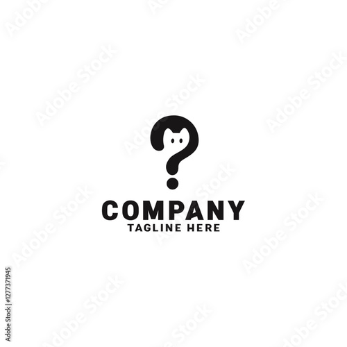 Question and cat logo vector