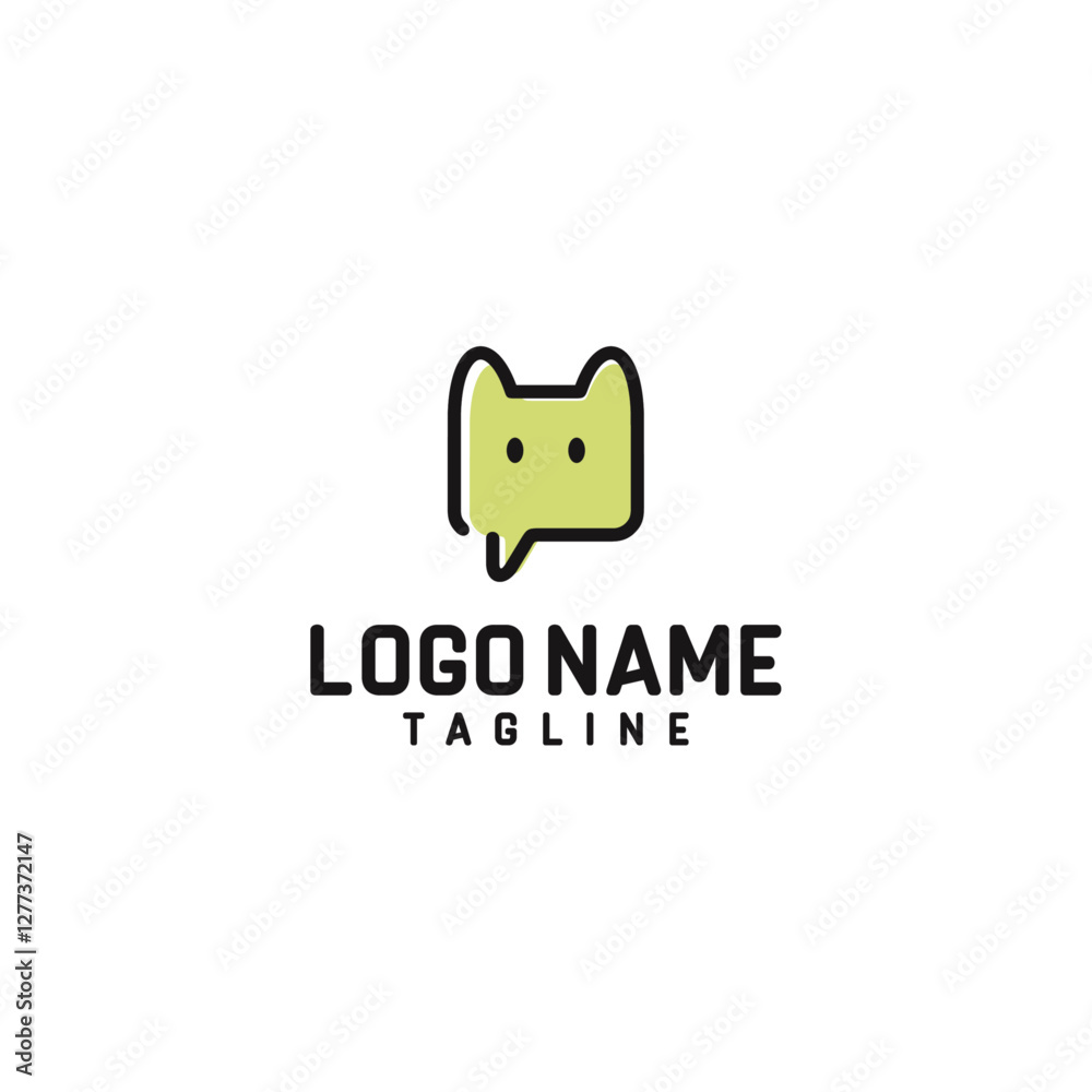 Cute cat and chat logo vector Cute cat and chat logo vector