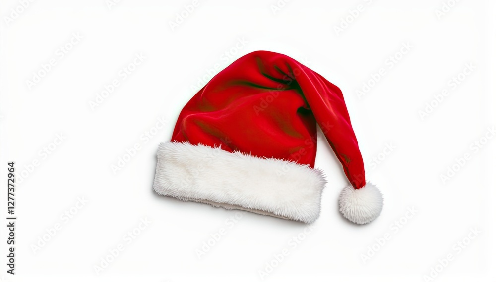 Red Santa Hat with White Fur Trim for Holiday Celebrations Red Santa Hat with White Fur Trim for Holiday Celebrations