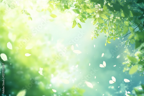 優しい新緑の背景イラスト　Generative AI