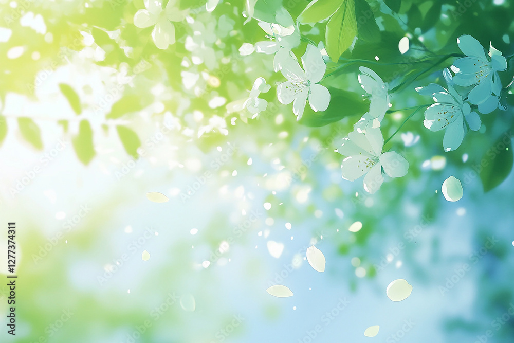 Fototapeta premium 優しい新緑の背景イラスト Generative AI