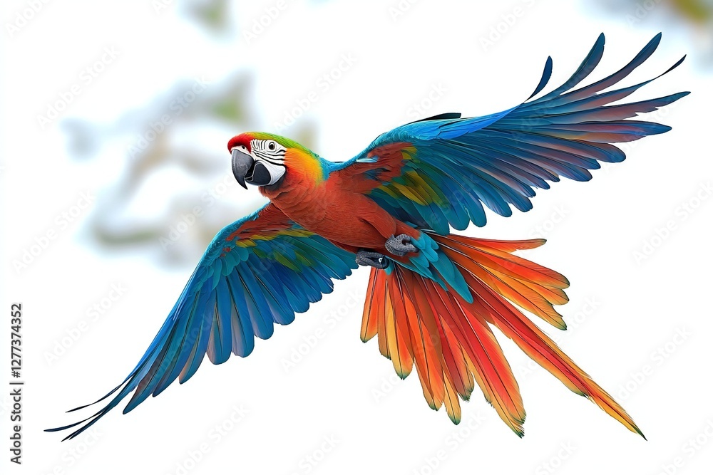 Fototapeta premium Vibrant, High-Quality Colorful Parrot PNG Image for Instant Download: Isolated Bird on Transparent Background