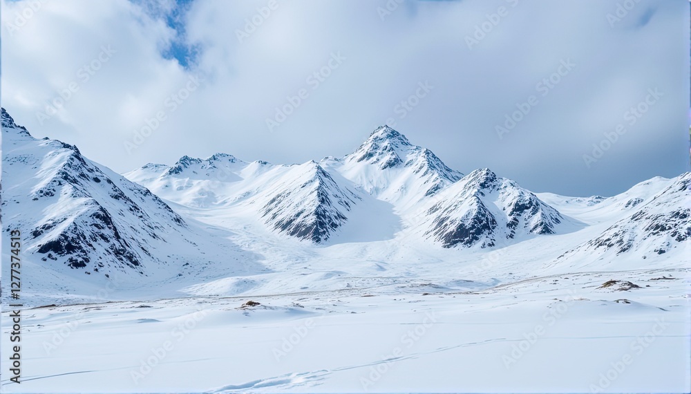 Fototapeta premium Majestic Snow-Capped Mountains Under a Bright Blue Sky