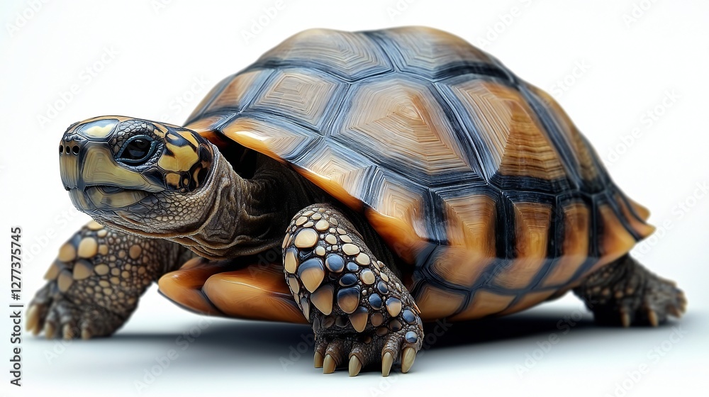 Obraz premium Generative AI Illustration of Greek Tortoise in Isolated Pose on High-Contrast White Background as Transparent PNG File for Watercolor or Digital Painting