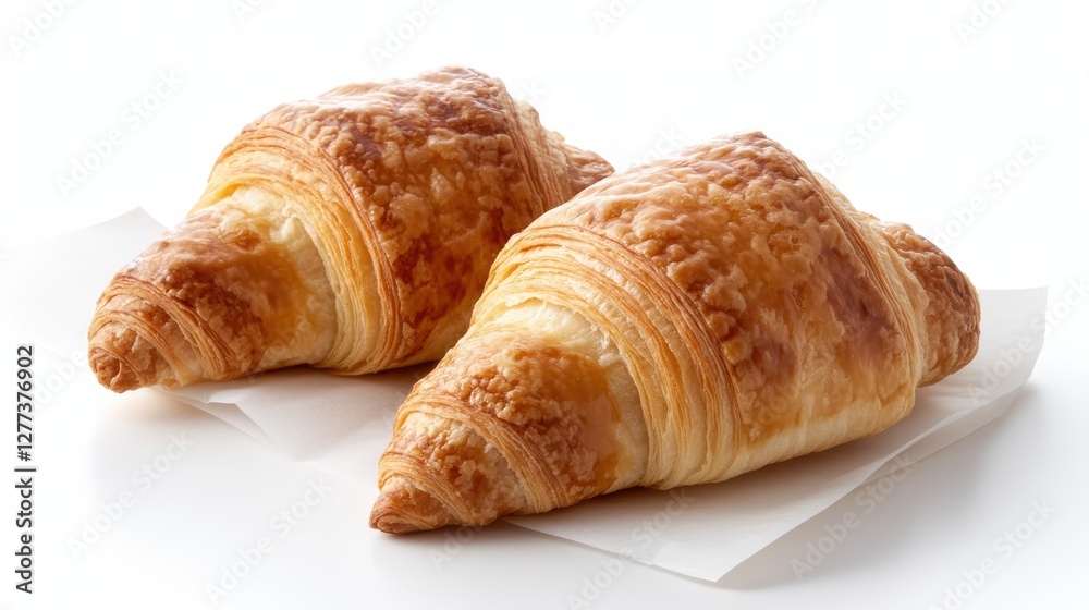 Enjoying warm croissants fresh from the oven in a quaint French bakery Enjoying warm croissants fresh from the oven in a quaint French bakery