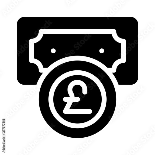 Animated bill with pound symbol coin in front, suitable for financial blog posts, currency exchange articles, banking presentations, economic analysis.

