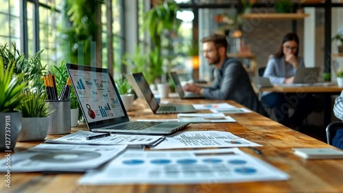Wallpaper Mural Thriving Workspace: The scene is set in a modern, light-filled office space where a dedicated team works towards common goals. Torontodigital.ca