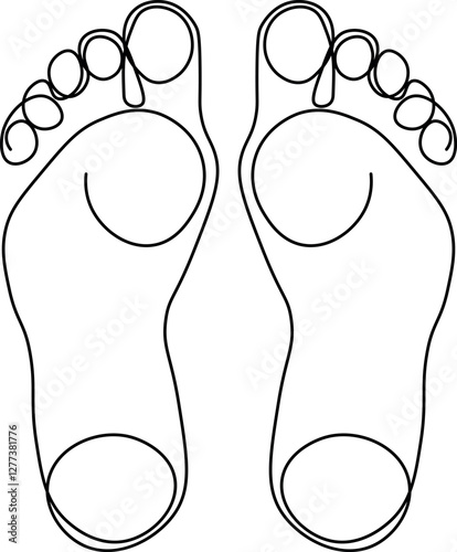 Symmetrical Human Feet Line Art Illustration