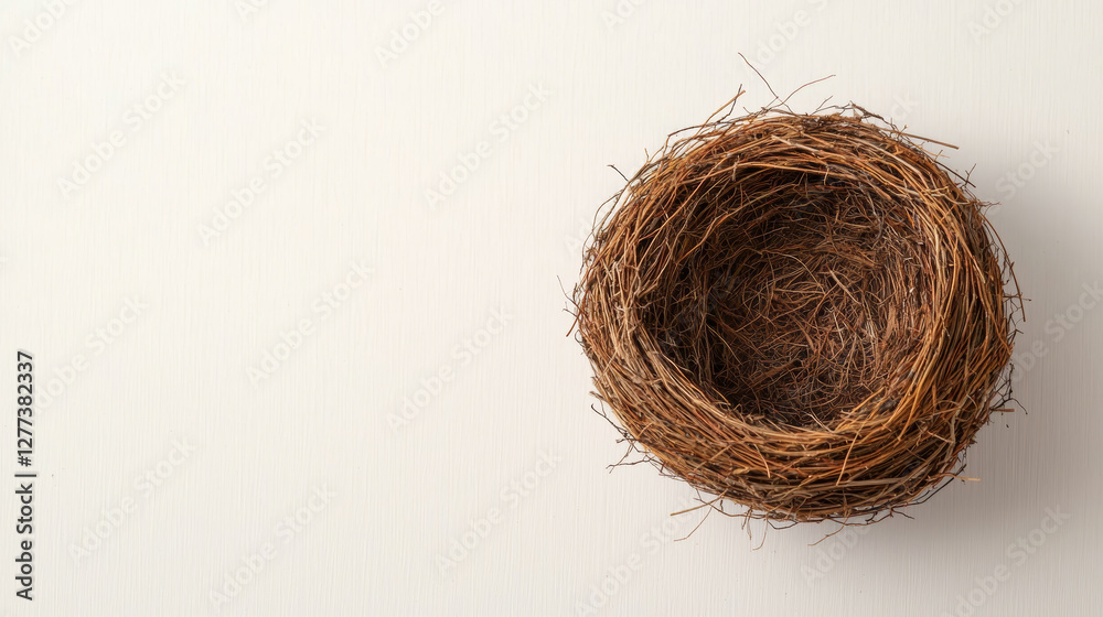 Obraz premium Empty sparrow nest, delicate and fragile, ready for new life