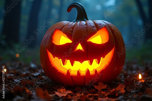 Wallpaper Mural Spooky Jack-o'-lantern in the Forest Halloween Decor Torontodigital.ca