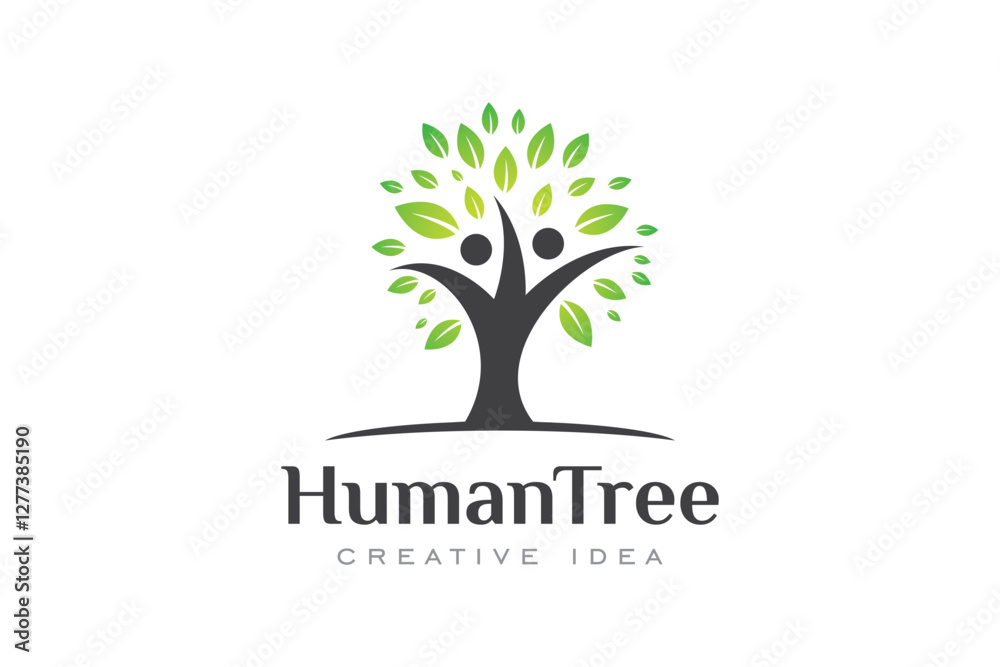 Obraz premium Creative Human Tree Concept Logo Design Template