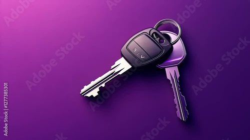 Modern Car Keys on Vibrant Purple Background
