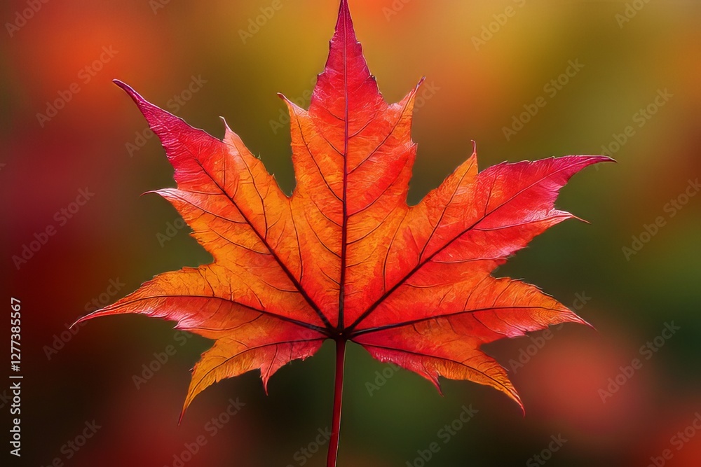 Vibrant Autumn Maple Leaf Close-up Against a Blurred Background Vibrant Autumn Maple Leaf Close-up Against a Blurred Background
