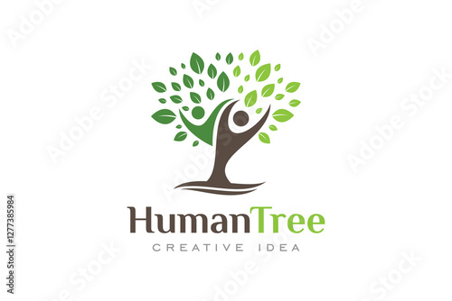 Creative Human Tree Concept Logo Design Template